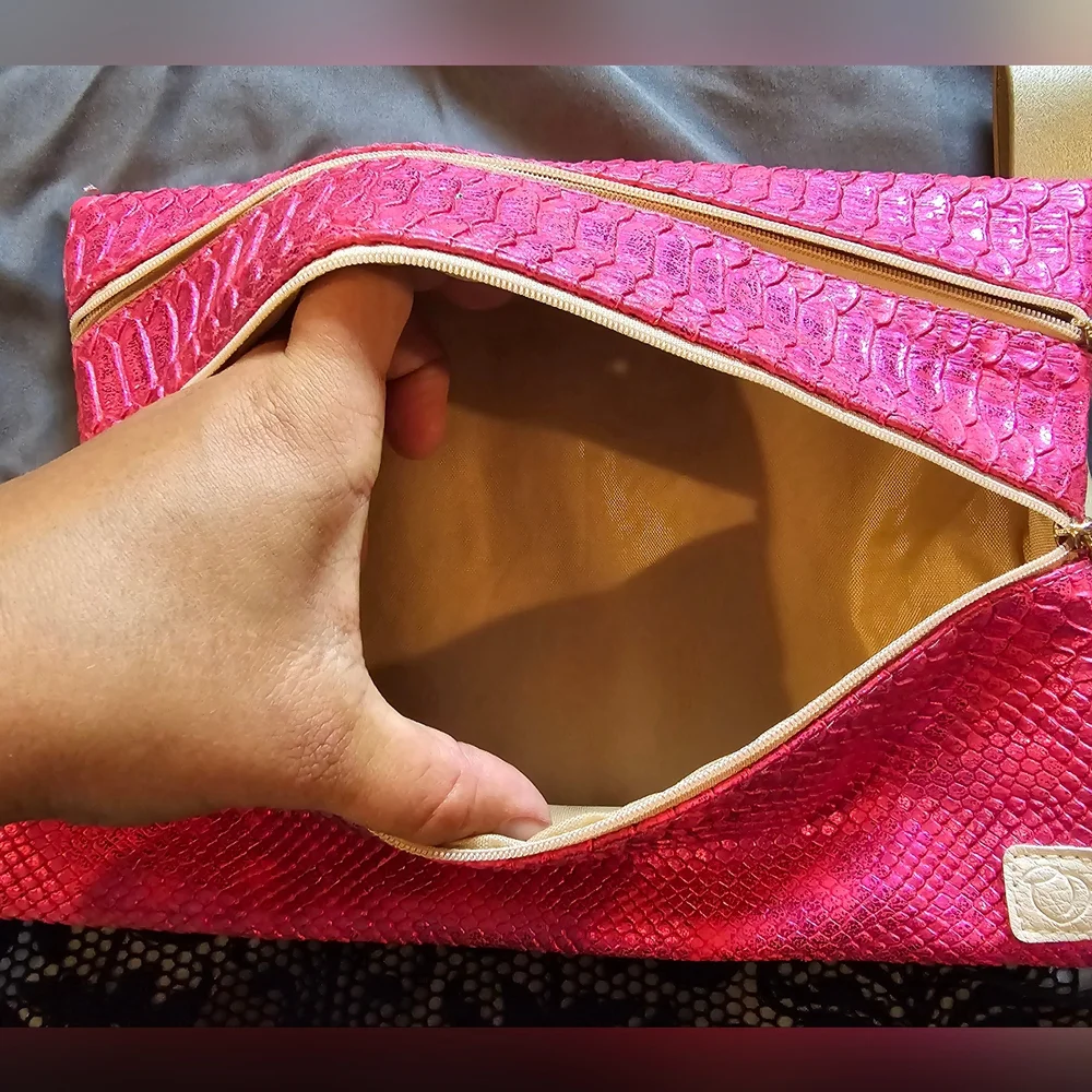 Pink Snake Print Makeup Bag